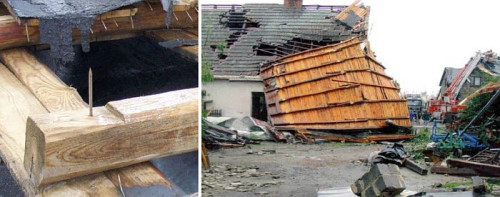 Zerwana połać dachu