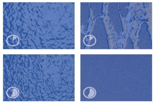 Porównanie: Mokra powierzchnia. Standardowa farba (po lewej), StoColor Dryonic (po prawej)