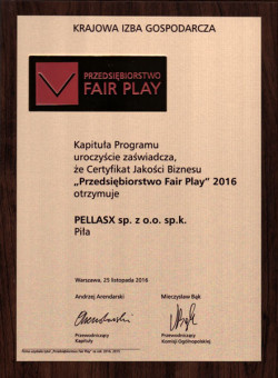 Pellas X został laureatem XIX edycji programu &quot;Przedsiębiorstwo Fair Play&quot;
