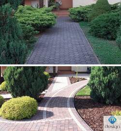 Miejsce szarego, prostego chodnika z betonowej kostki zajęła kręta, dekoracyjna alejka z kostek Polbruk Carmino