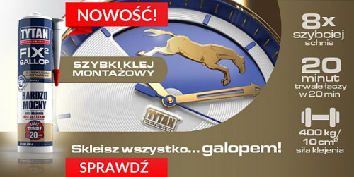 Gallopa można stosować nawet na wilgotnych powierzchniach, wewnątrz i na zewnątrz pomieszczeń, dlatego że jest wyjątkowo odporny na zmienne warunki atmosferyczne