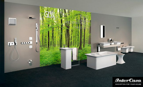 Proste formy o gładko zaokrąglonych narożnikach, niczym wygładzone przez prąd wodny otoczaki to wizja nowoczesnej łazienki