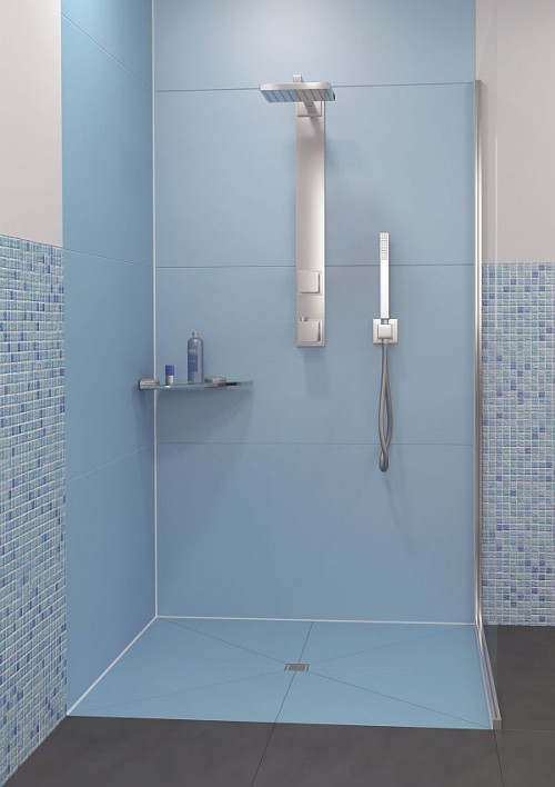 Ultrament – zabudowa brodzika gotową płytą brodzikową z centralnym odpływem punktowym