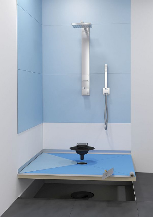 Ultrament – zabudowa brodzika gotową płytą brodzikową z centralnym odpływem punktowym