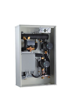 Hydrauliczny rozdzielacz strefowy do obsługi dwóch niezależnych stref grzewczych, w tym jednej z mieszaczem