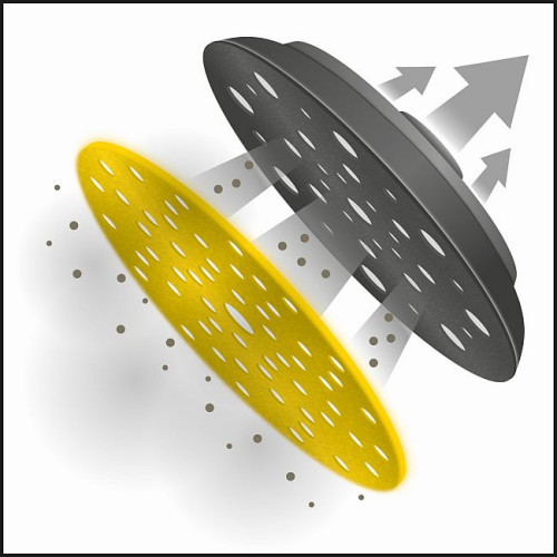 Siatka ścierna ma otwartą strukturę siatkową i w przeciwieństwie do konwencjonalnych papierów ściernych umożliwia odsysanie pyłu całą swoją powierzchnią