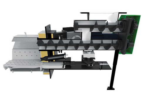 Bezpieczny transport biomasy odbywa się za pomocą mechanizmu dwóch ślimaków, rozdzielonych kanałem przesypowym