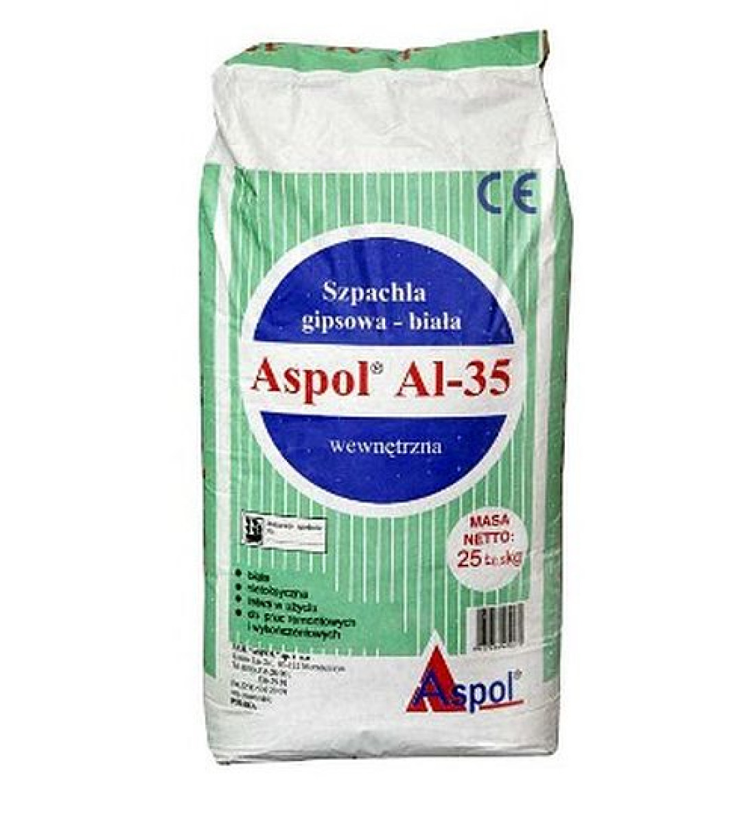 ASPOL AL-35 - szpachla gipsowa wewnętrzna biała