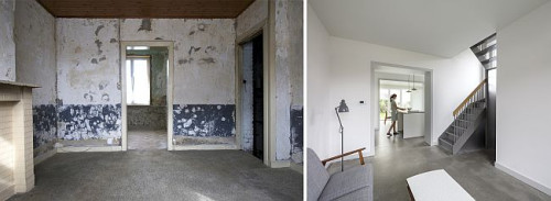 Projekt RenovActive - Salon i kuchnia przed i po remoncie