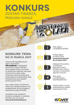 &quot;Zostań Twarzą Mistrzów Izolacji&quot; to konkurs fotograficzny skierowany do wykonawców, którzy na co dzień pracują z produktami marki ISOVER