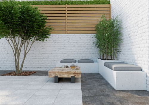 Podłoga i ściany w szarym odcieniu betonu znakomicie komponują się z innymi odcieniami szarości lub bieli, zachowując przy tym swój minimalistyczny, industrialny charakter