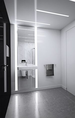 Ultranowoczesne wnętrze Geberit Comfort Truck zaprojektowano tak, aby zapewnić użytkownikowi najwyższy wymiar komfortu