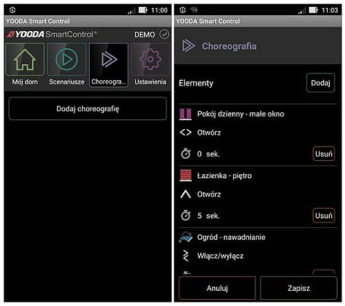 Choreografia to nowa funkcjonalność aplikacji YOODA Smart Control