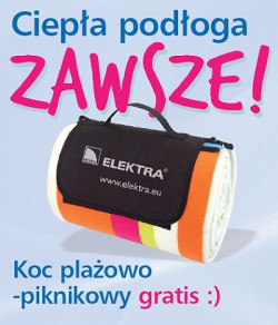 Przy zakupie dowolnego produktu do ogrzewania podłogowego wraz z regulatorem ELEKTRA OCD5 koc plażowo-piknikowy gratis