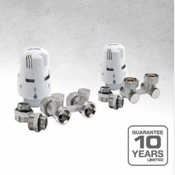 Zestaw termostatyczny THERMO SET z zaworami VKO, kątowy, niklowany