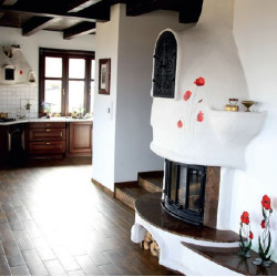 Zabudowa wkładu w stylu wiejskim (Jotul Panorama I18)