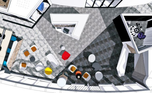 Elementem centralnym nowego biura będą recepcja i townhall