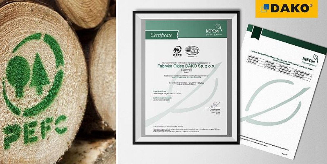 Prestiżowy certyfikat ekologiczny PEFC dla stolarki drewnianej DAKO