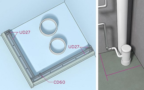 Wytrasuj na podłożach (sufit, ściany, podłoga) miejsca usytuowania profili NIDA UD27