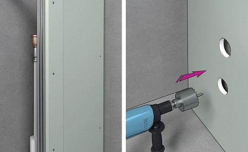 Ustal wymiary dla płyty g-k po lewej stronie obudowy i ponownie przygotuj płytę odpowiadającą danemu wymiarowi