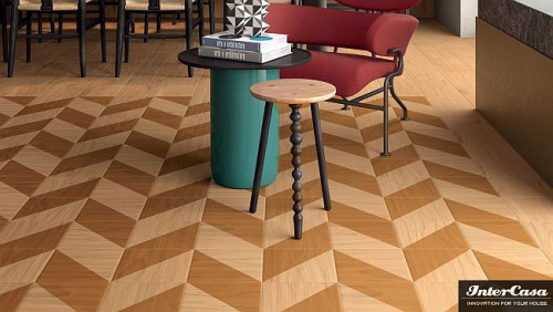 Płytki prezentują różne kombinacje wzorów geometrycznych