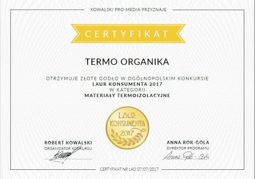 Największy producent styropianu w Polsce oraz kompletnego systemu ociepleń otrzymał &quot;Złoty Laur Konsumenta 2017&quot; w kategorii &quot;Materiały Termoizolacyjne&quot;