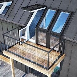 Rysunek okno balkonowe VELUX GEL. - taras o niezależnej konstrukcji zewnętrznej