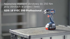 Akumulatorowa wkrętarka udarowo-obrotowa Bosch GDS 18 V-EC 250 Professional