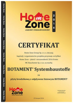 Płyta brodzikowa z odpływem liniowym BOTAMENT® to zaawansowane technologicznie rozwiązanie, które zostało docenione przez czołowych polskich architektów  i wyróżnione certyfikatem Home Zone 2016