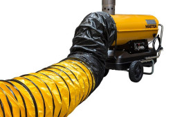 Nagrzewnice olejowe z odprowadzaniem spalin dzięki zamkniętej komorze spalania wytwarzają w 100% czyste ciepło