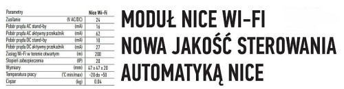 Moduł współdziała z aplikacją Nice Wi-Fi, którą można pobrać bezpłatnie z App Store oraz Google Play
