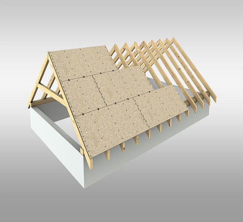 Płyty układa się bezpośrednio na krokwiach lub legarach w kierunku do nich poprzecznym