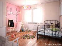 Malując ściany w tym pomieszczeniu postaw na kombinację intensywnych kolorów z subtelnymi tonacjami