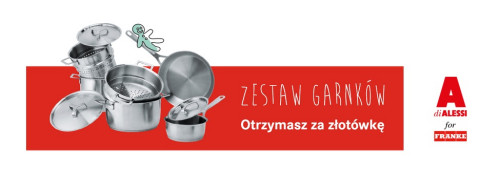Odbierz piękny zestaw garnków Alessi for Franke o wartości 2500zł za 1 zł