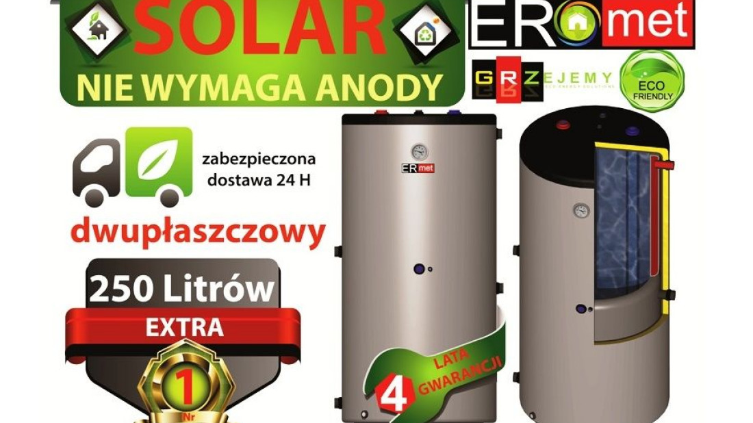 ERMET dwupłaszczowy wymiennik 140 l solarny SLIM