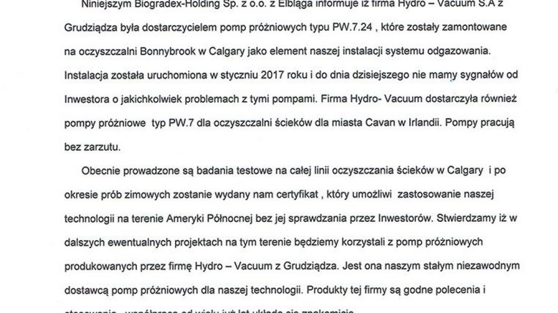 Hydro-Vacuum: Pompy próżniowe PW w systemach odgazowywania osadu w oczyszczalniach ścieków