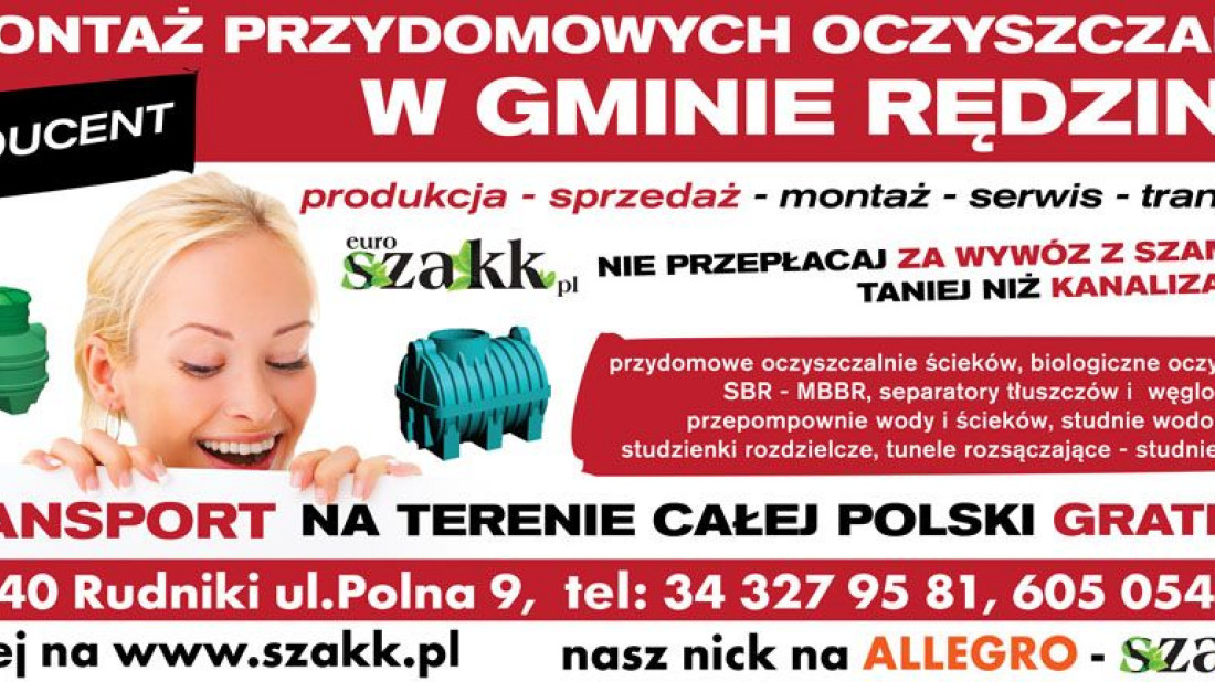 Montaż przydomowych oczyszczalni EURO SZAKK w gminie Rędziny