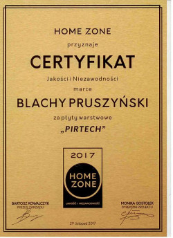 Wśród tegorocznych laureatów wyróżnionych znakiem Jakości Home Zone znalazła się firma Blachy Pruszyński