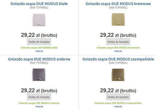 W ofercie dostępnych ponad 50 modeli gniazd z ramkami w różnych kolorach