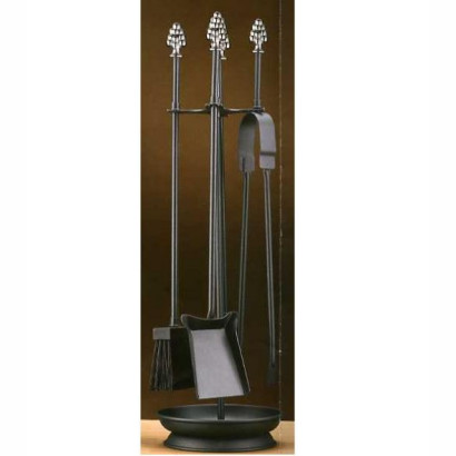 Zestaw kominkowy ze stali, ciemny grafit, rączka winogrono - ArtFuego ZK-3010 