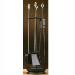 Zestaw kominkowy ze stali, ciemny grafit, rączka winogrono - ArtFuego ZK-3010