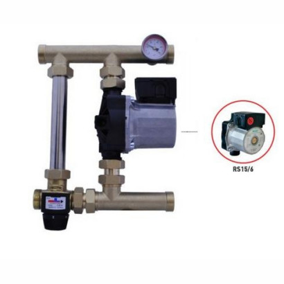 Grupa pompowa/mieszająca z zaworem trójdrogowym Afriso z by-passem do ogrzewania podłogowego 1 z pompą Wilo 25-60 