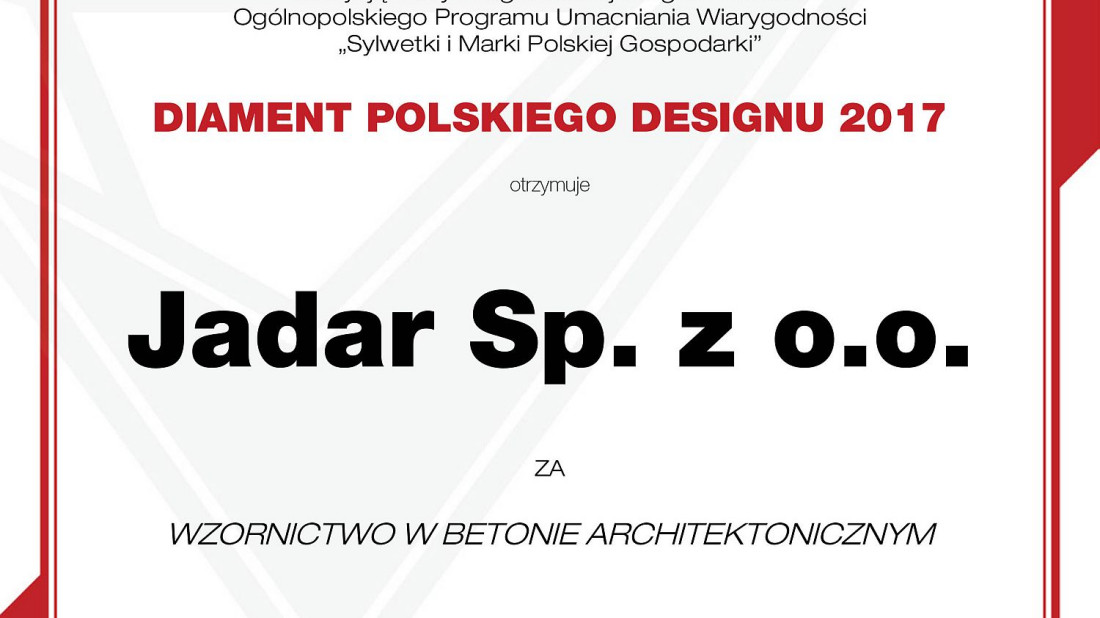 "Diament Polskiej Gospodarki" dla firmy Jadar