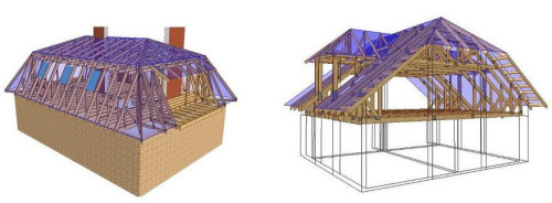 Dach mansardowy z poddaszem użytkowym oraz drewnianym stropem / Dach naczółkowy z poddaszem użytkowym oraz drewnianym stropem