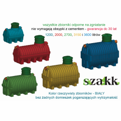 Oczyszczalnie ścieków o pojemności 1200, 2000, 2700, 3150 i 3600 litrów - szambo szczelne