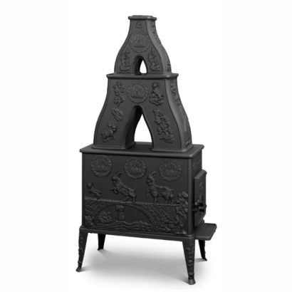 Tradycyjna koza Dovre 342 na drewno z rustykalnymi norweskimi wzorami