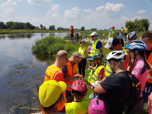 Uczestnicy rajdu rowerowego wzdłuż Warty