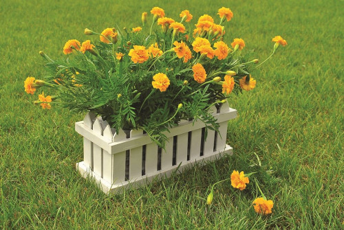 Kwietnik w drewnianej doniczce