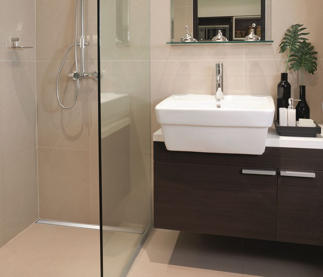 Estetyczna podłoga w łazience z zestawem fermacell Powerpanel TE