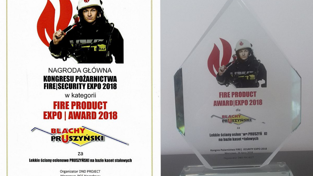 Blachy Pruszyński z nagrodą FIRE SECURITY EXPO 2018